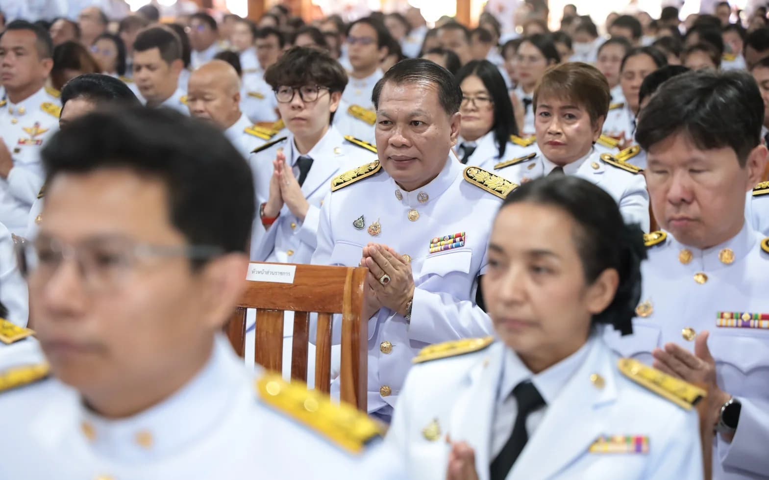 นายธนศร ดอกเดื่อ ท่องเที่ยวและกีฬาจังหวัดระยอง เข้าร่วมบำเพ็ญกุศลวาระครบ 100 วัน (สตมวาร) แห่งการสิ้นพระชนม์ สมเด็จพระเจ้าลูกเธอ เจ้าฟ้าพัชรกิติยาภา 